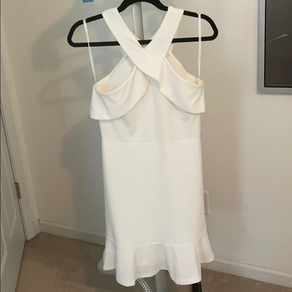 Cross Strap Ruffled Neck Dress